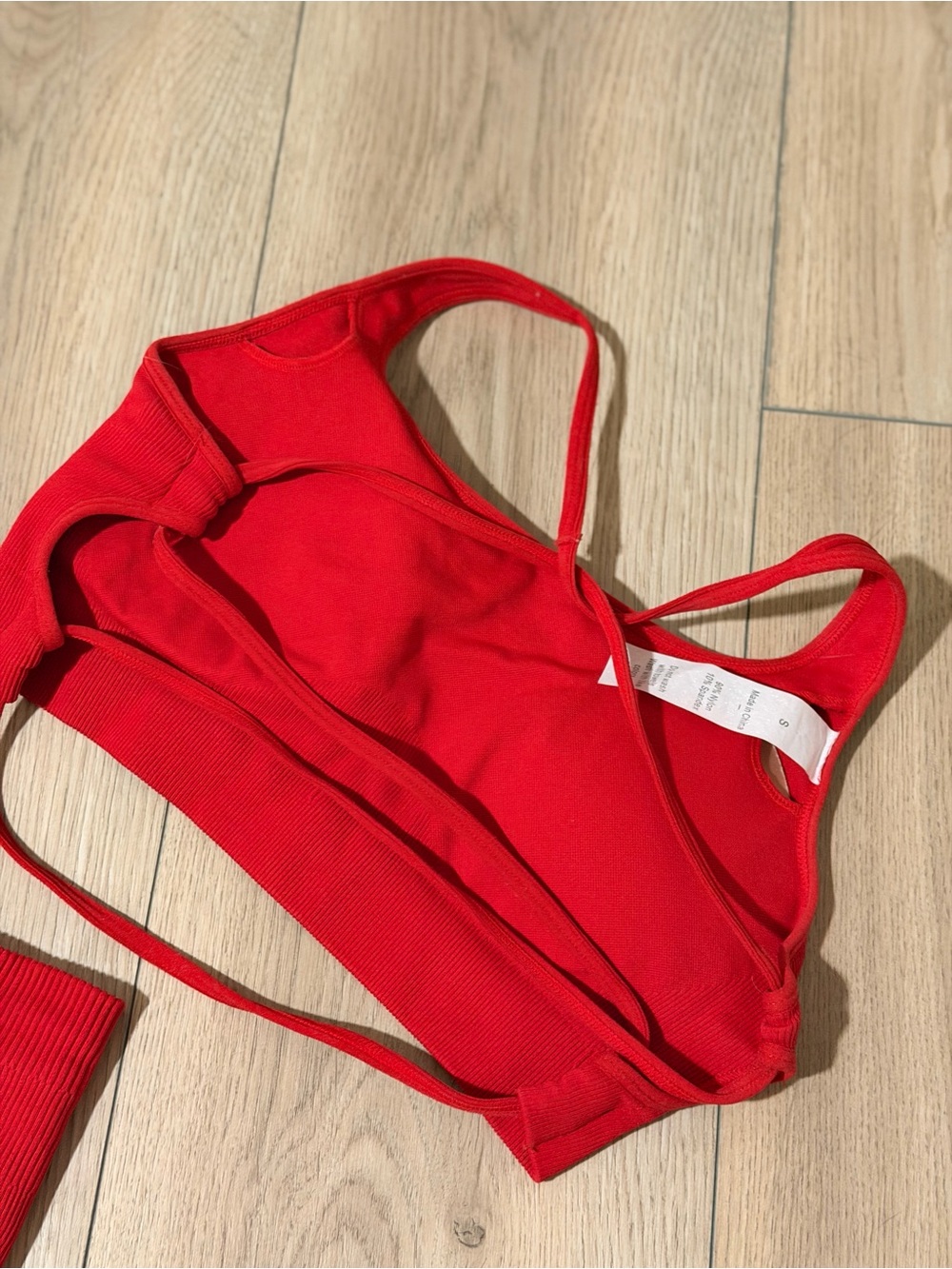 Size Small Red Two-Piece Active Set - Crop Top & High-Waist Shorts - Picture 3 of 3